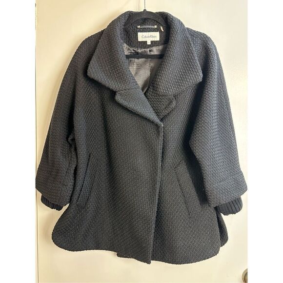 Calvin Klein black women's coat size 6 with removable knit sleeves - Picture 3 of 11